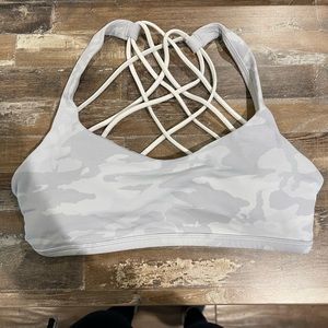 White camo Lulu sports bra